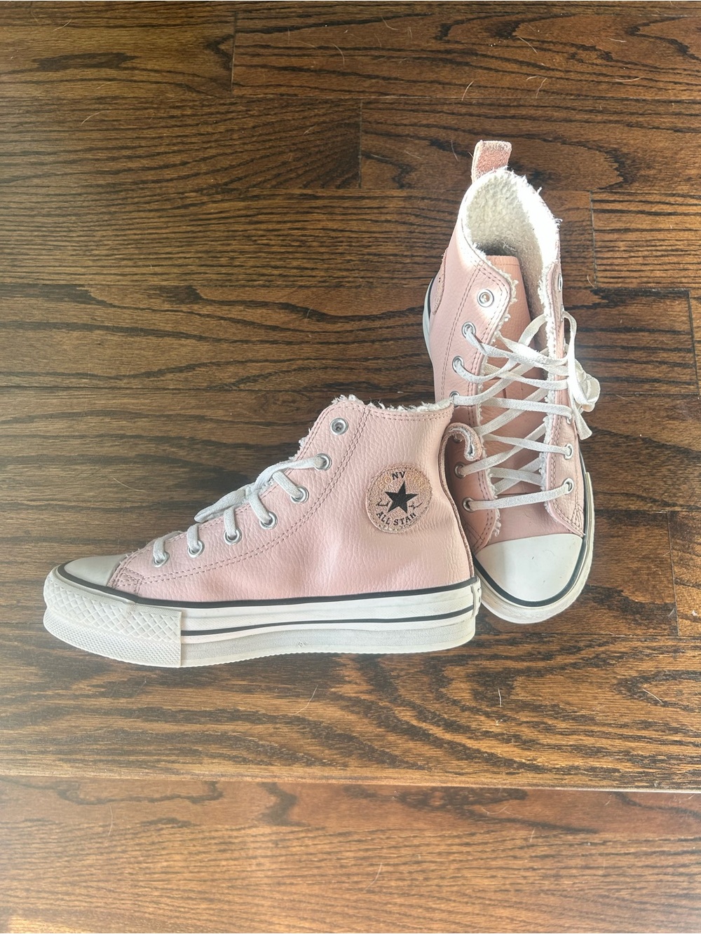 Converse High Top Sneakers in Pale Pink, fleece lined